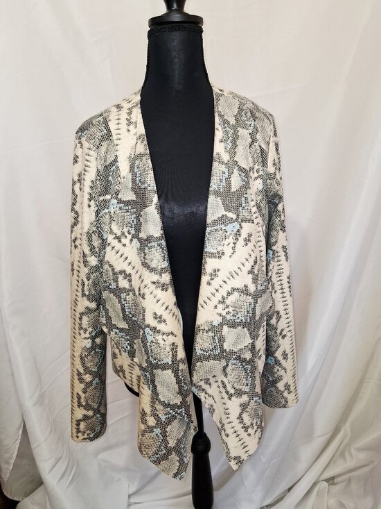 Joseph Ribkoff Snakeskin Print Open Front Cardigan Light Drape Jacket Sz 10 NEW - Picture 10 of 14